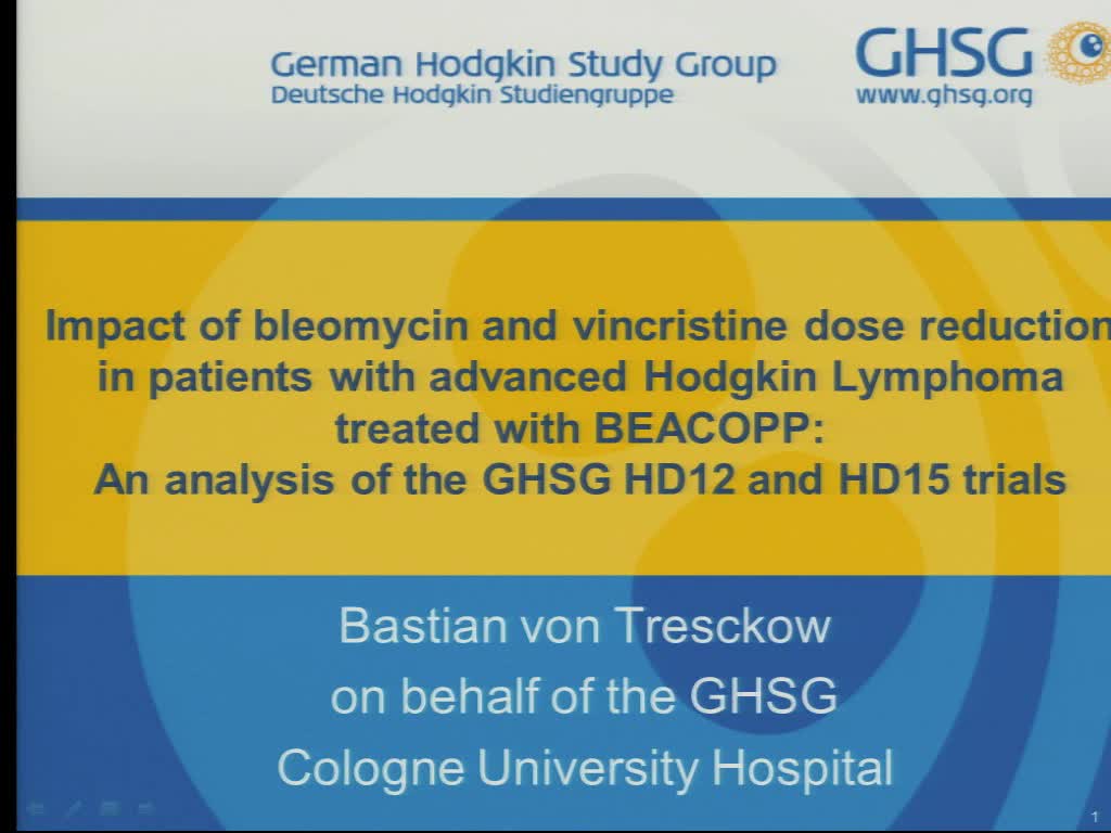 Impact of dose reductions of bleomycin and vincristine in patients with advanced Hodgkin Lymphoma treated with BEACOPP polychemotherapy:A comprehensive analysis of the German Hodgkin Study Group (GHSG) HD12 and HD15 trials