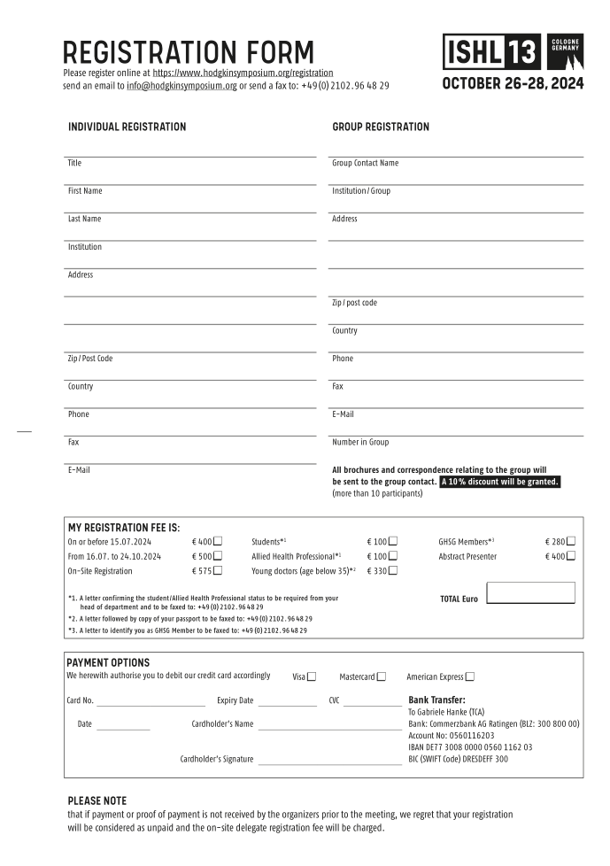 ISHL13 Registration Form (PDF)