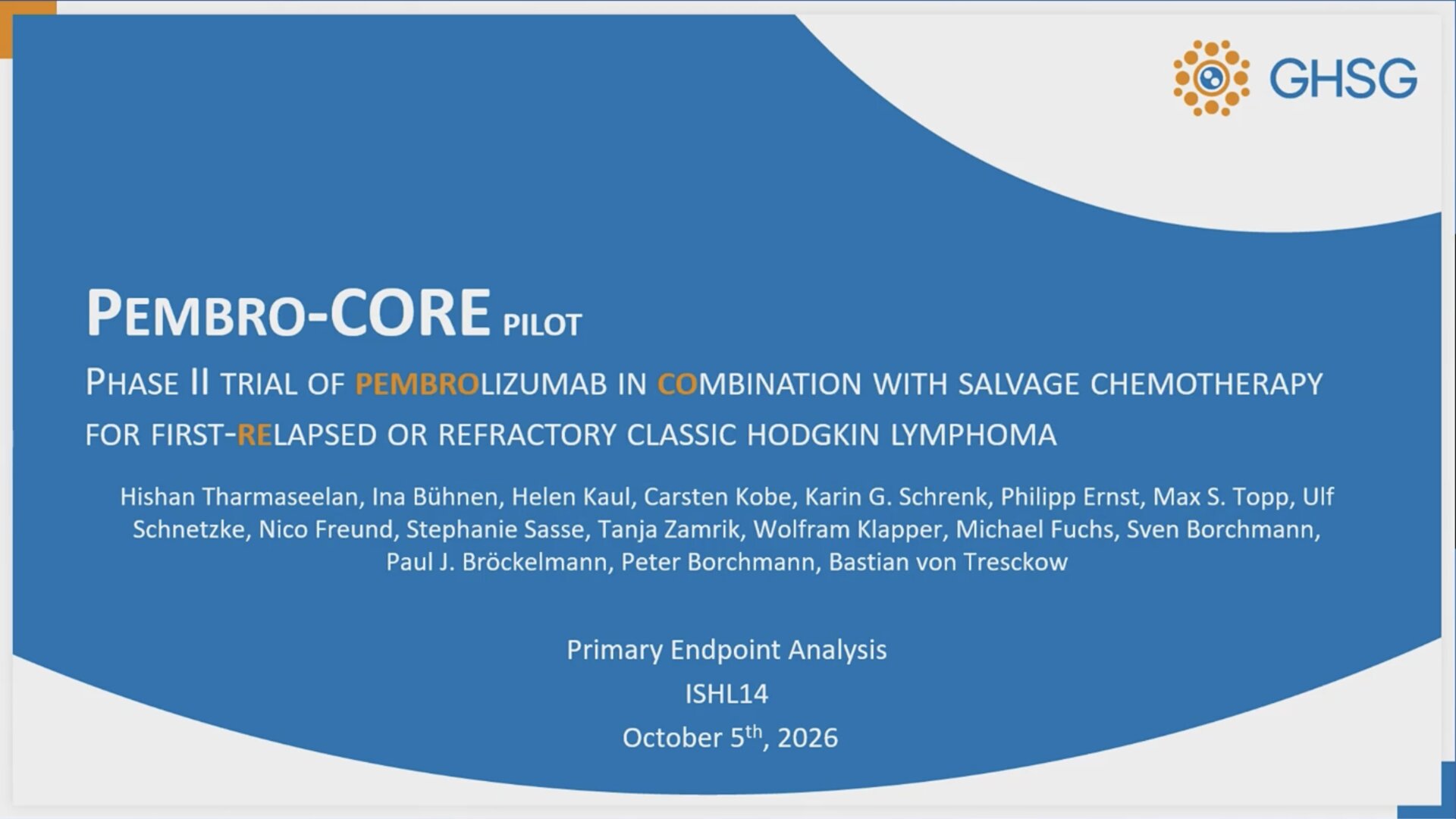 Abstract T108: Primary Analysis of the GHSG Pembro-CORE Trial: PET-Adapted PD-1-Based Salvage Therapy Omitting High-Dose Chemotherapy in First-Relapsed Hodgkin Lymphoma